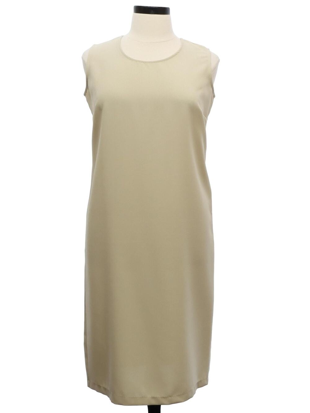 Vintage Pride & Joy Beige Sleeveless A-Line Shift Midi Dress Size 16